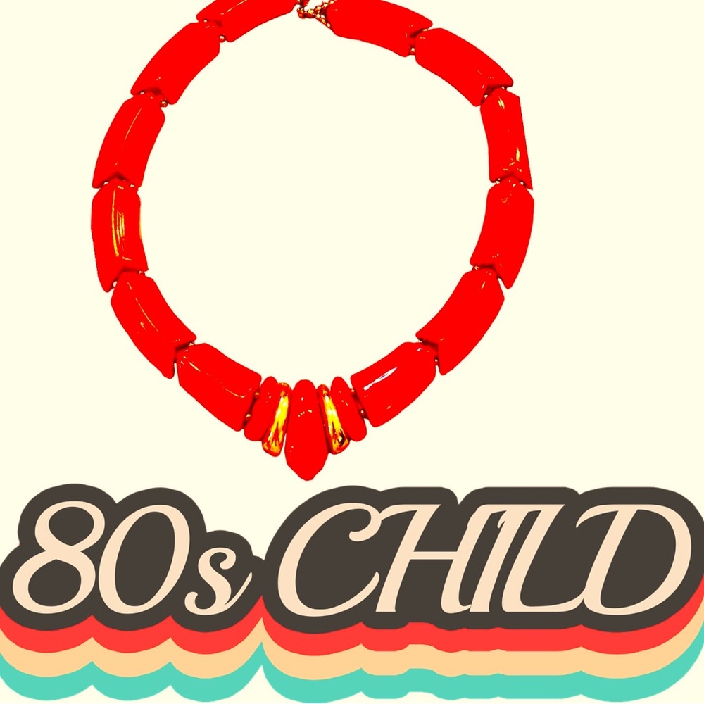 CIRCA1980s RED ENAMEL COOL DESIGN PIVOTING LINKS COLLECTORS FIND FLASHBACK 80s